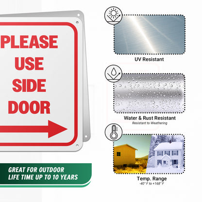 8 x 10in Aluminum Sign: Please Use Side Door
