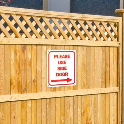 8 x 10in Aluminum Sign: Please Use Side Door