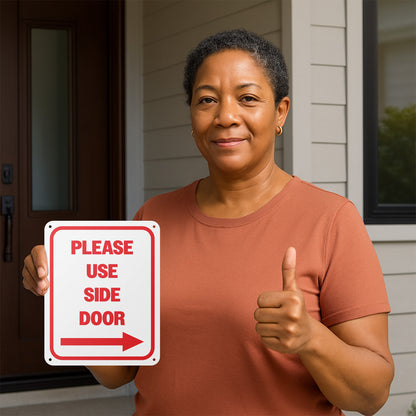 8 x 10in Aluminum Sign: Please Use Side Door