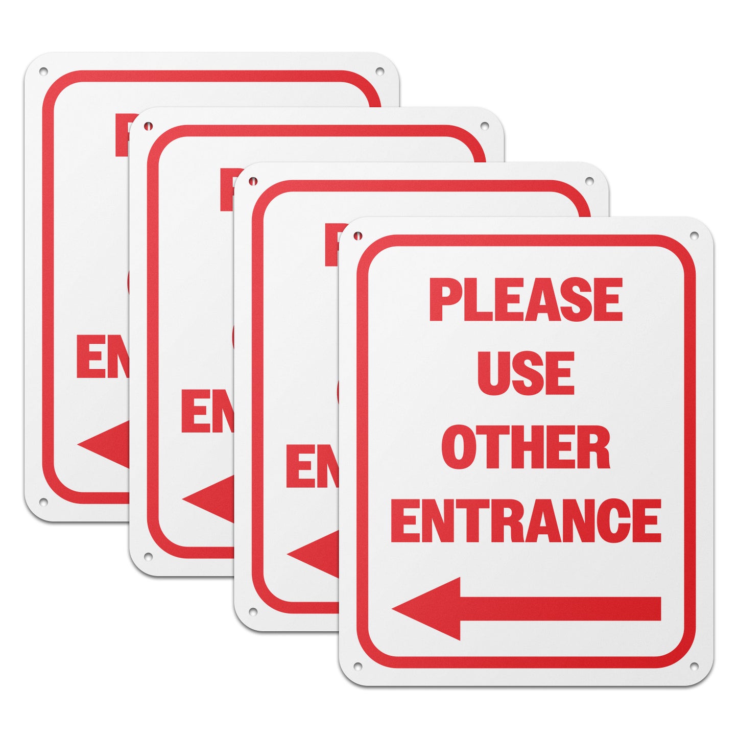 8 x 10in Aluminum Sign: Please Use Other Entrance (Left Arrow)