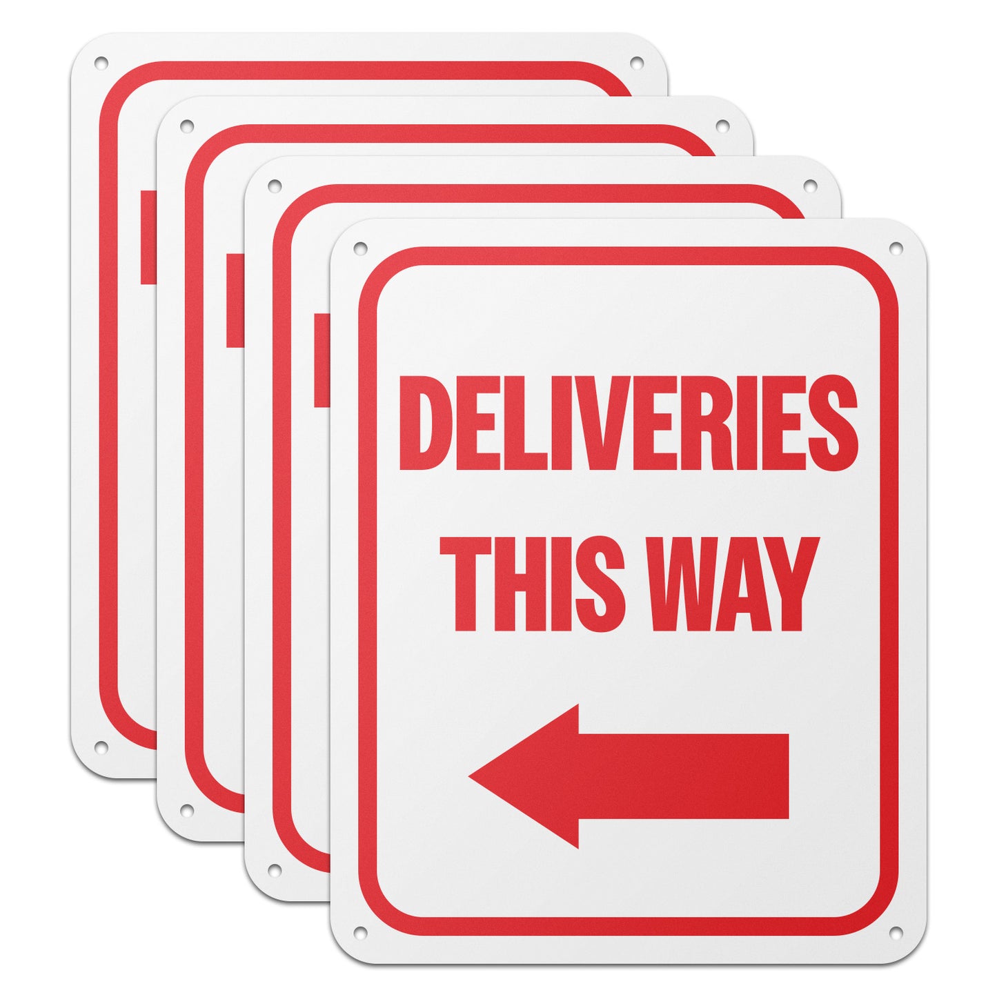 8 x 10in Aluminum Sign: Deliveries This Way (Left Arrow)