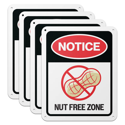 8 x 10in Aluminum Sign: Nut Free Zone Allergen Notice