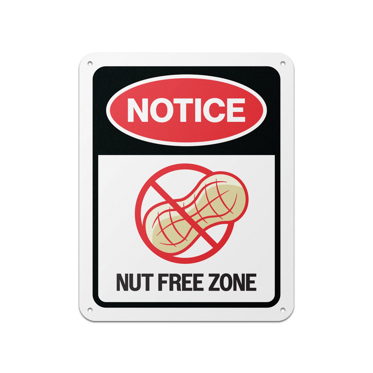 8 x 10in Aluminum Sign: Nut Free Zone Allergen Notice