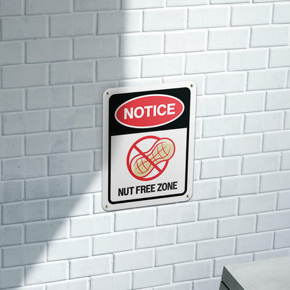 8 x 10in Aluminum Sign: Nut Free Zone Allergen Notice
