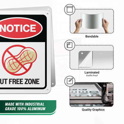 8 x 10in Aluminum Sign: Nut Free Zone Allergen Notice