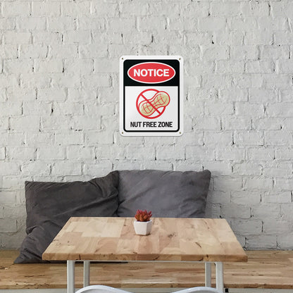 8 x 10in Aluminum Sign: Nut Free Zone Allergen Notice