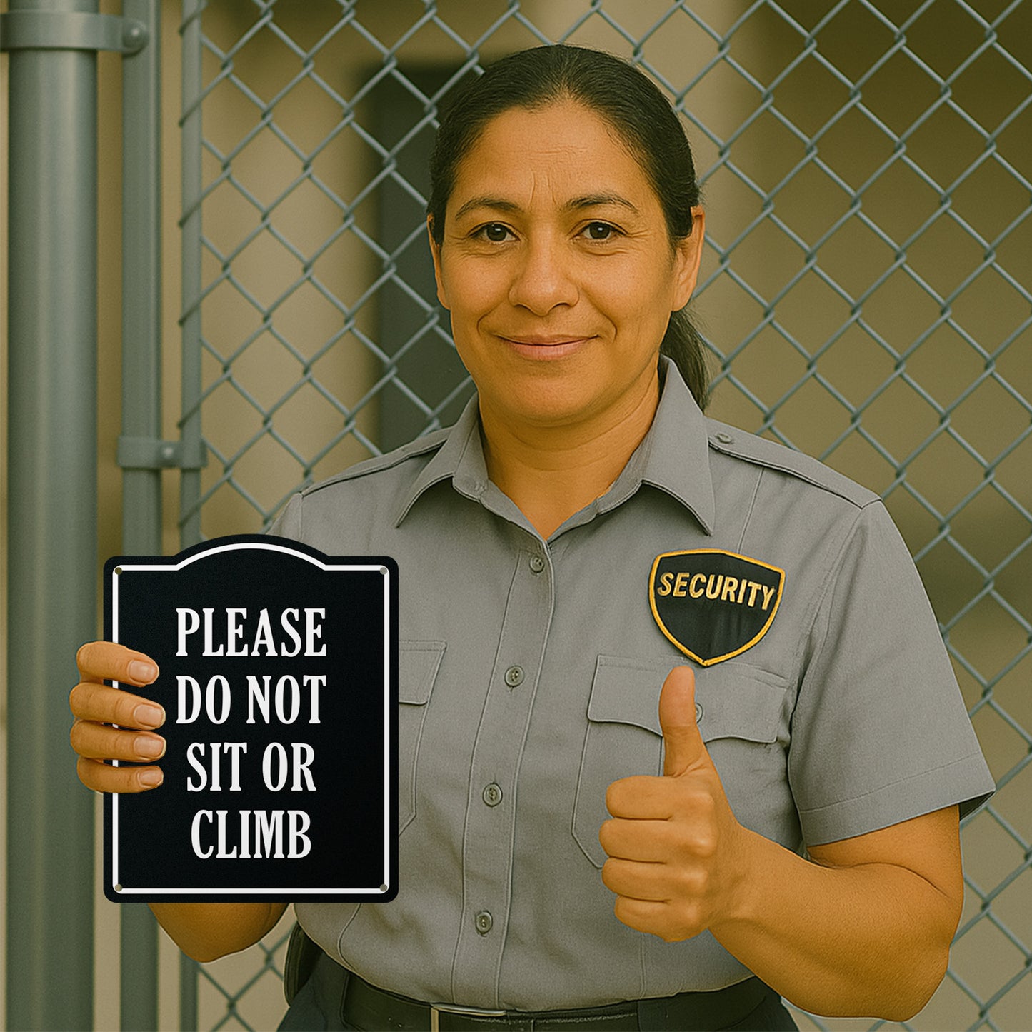 8 x 10in Aluminum Sign: Do Not Sit or Climb Warning