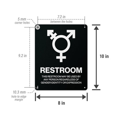 8 x 10in Aluminum Sign: LGBTQ Restroom All Gender Welcome