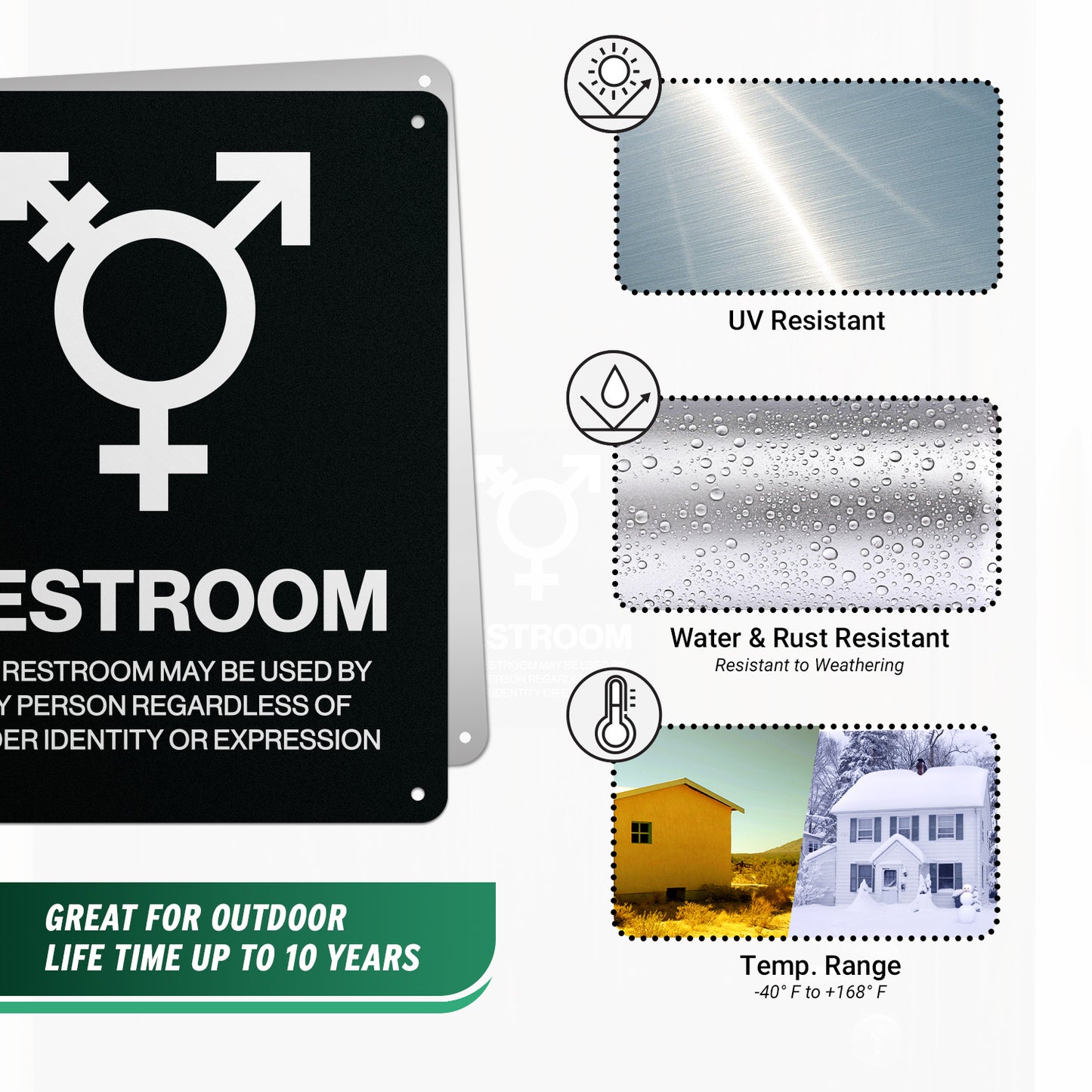 8 x 10in Aluminum Sign: LGBTQ Restroom All Gender Welcome