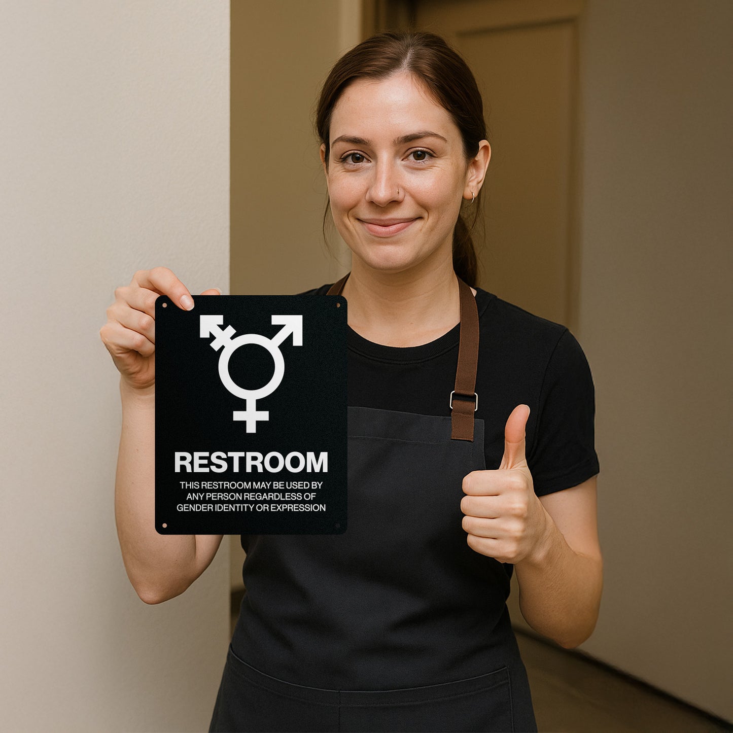 8 x 10in Aluminum Sign: LGBTQ Restroom All Gender Welcome