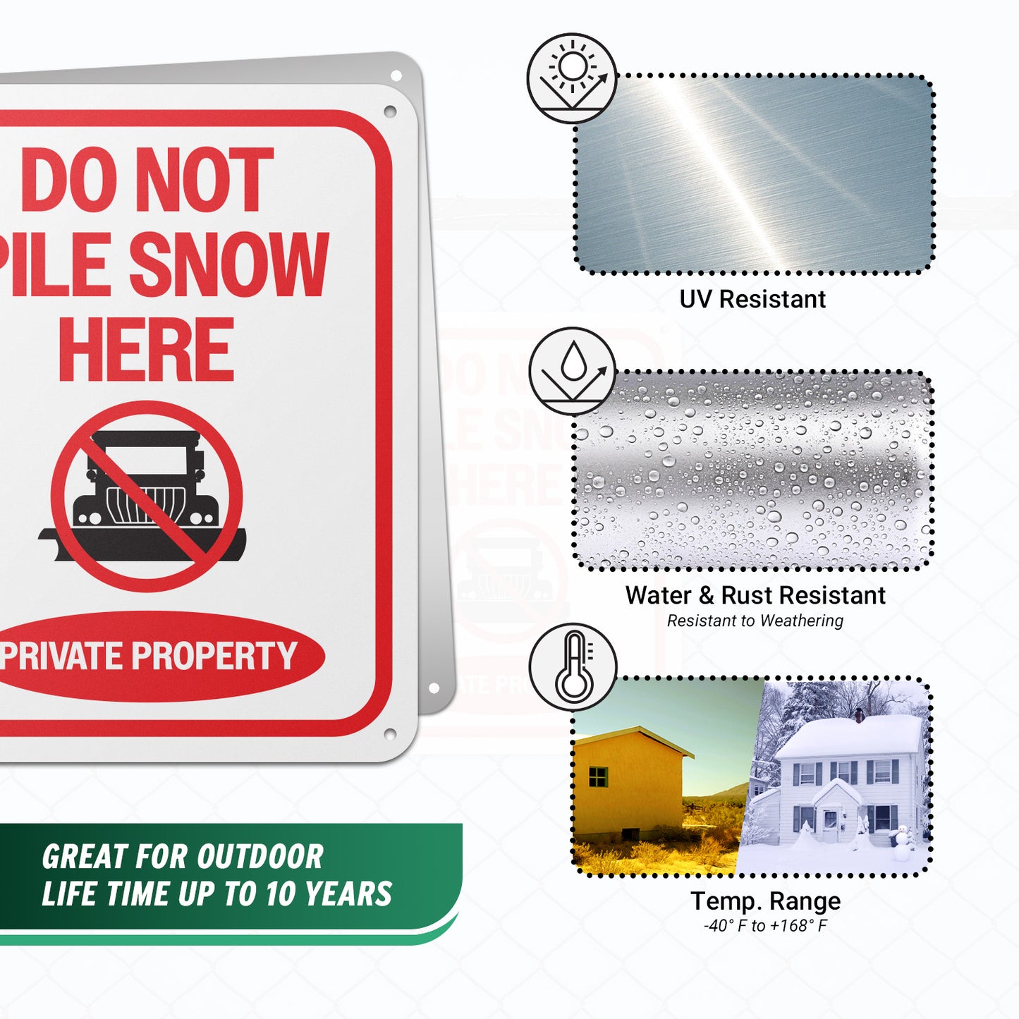 8 x 10in Private Property Sign: Do Not Pile Snow Here