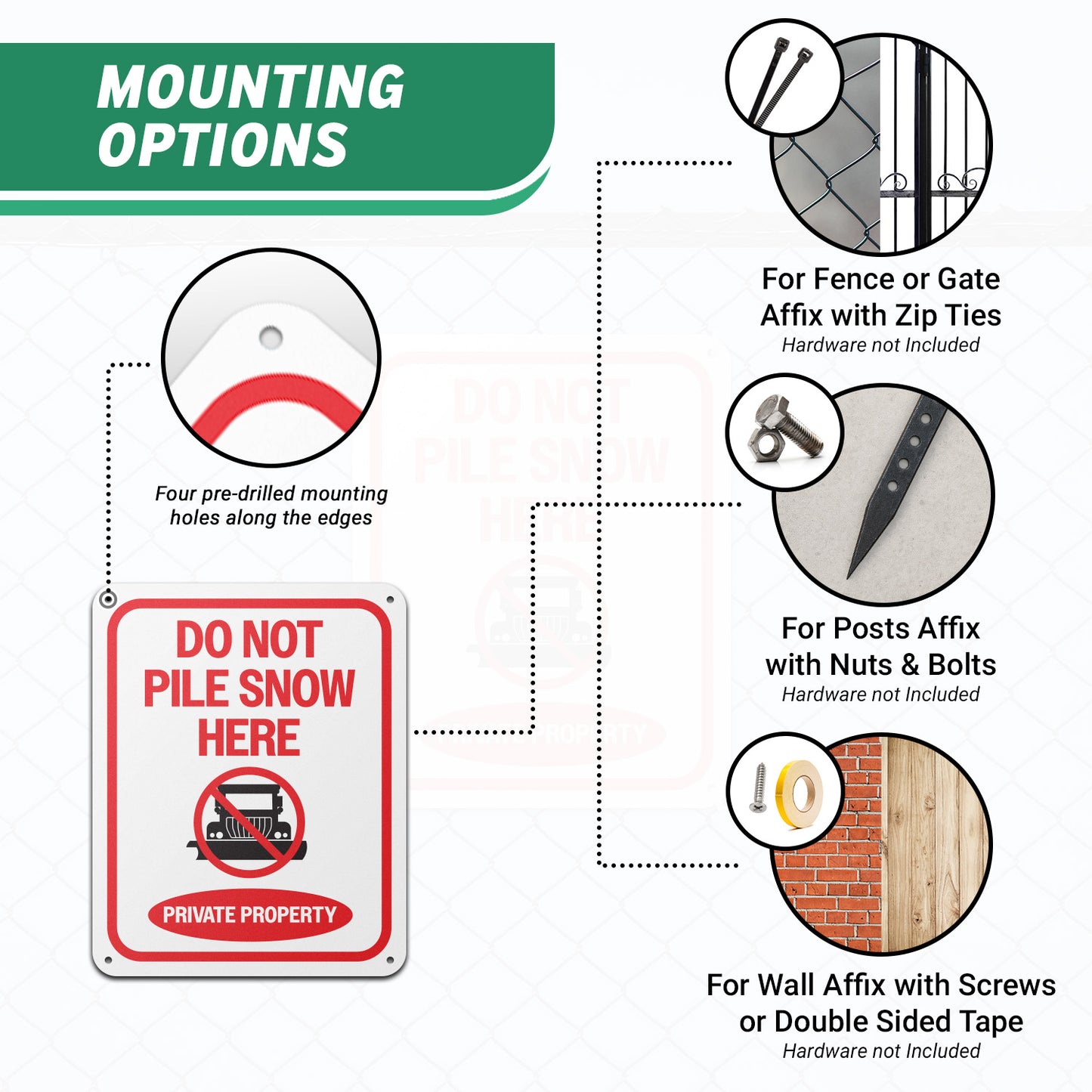 8 x 10in Private Property Sign: Do Not Pile Snow Here
