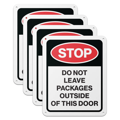 8 x 10in Delivery Sign: Stop Do Not Leave Packages Outside This Door