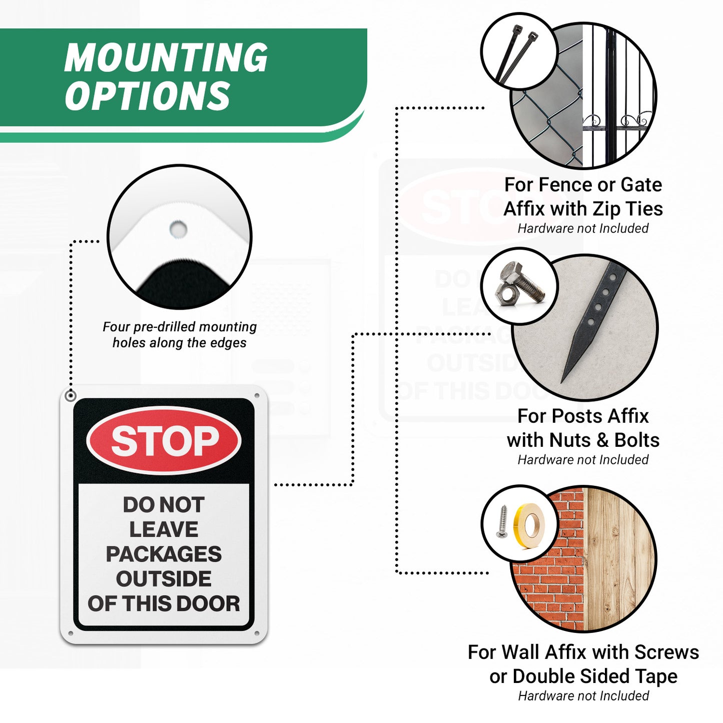 8 x 10in Delivery Sign: Stop Do Not Leave Packages Outside This Door