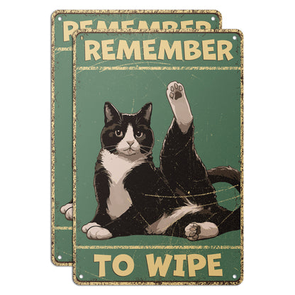 8 x 12in Bathroom Decoration: Remember to Wipe Sign