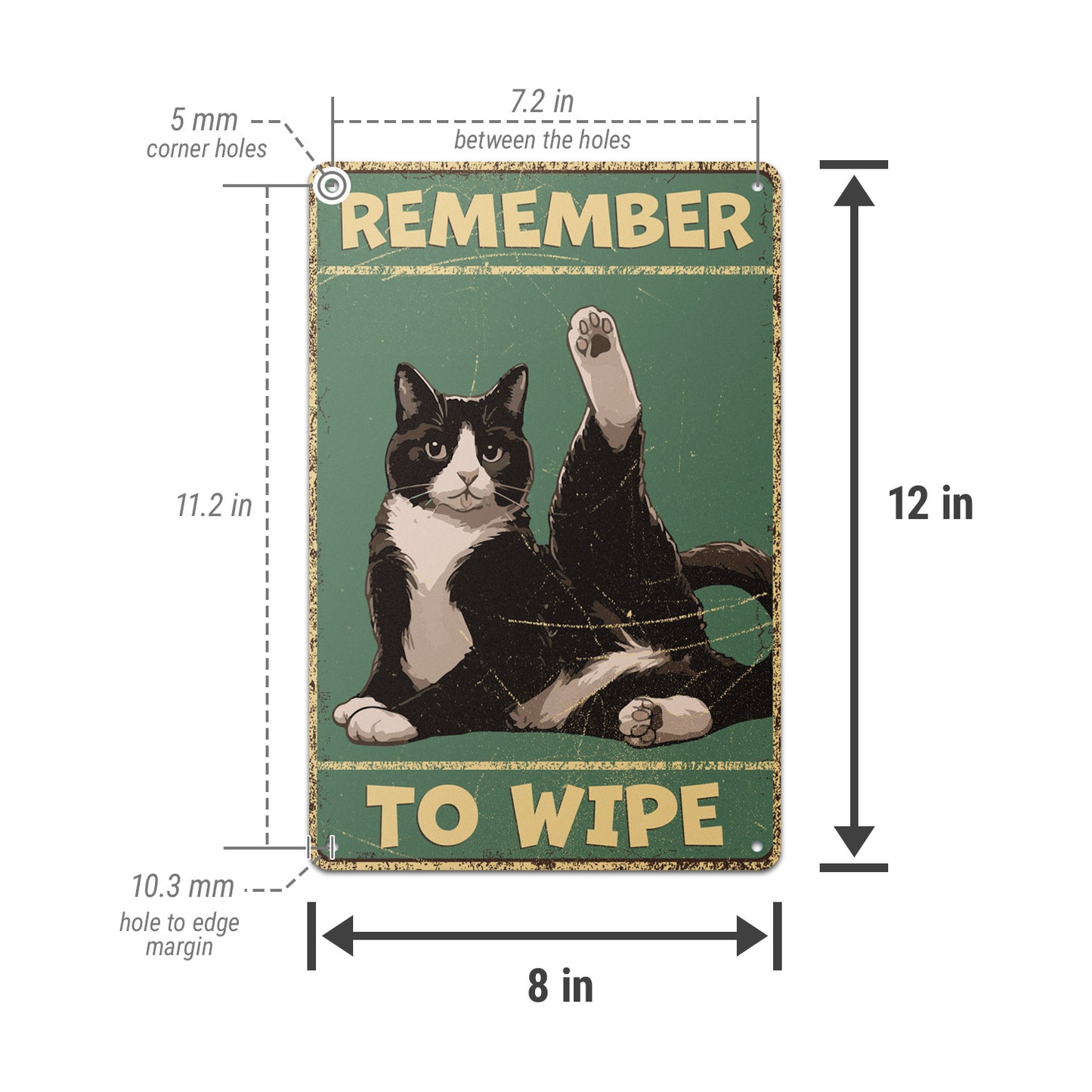 8 x 12in Bathroom Decoration: Remember to Wipe Sign