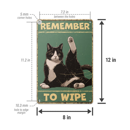 8 x 12in Bathroom Decoration: Remember to Wipe Sign