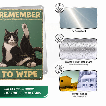 8 x 12in Bathroom Decoration: Remember to Wipe Sign