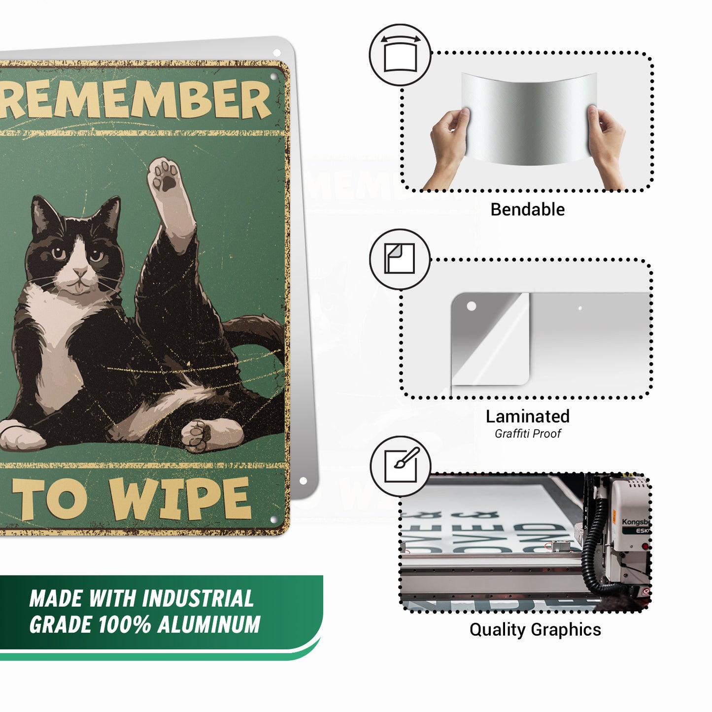 8 x 12in Bathroom Decoration: Remember to Wipe Sign