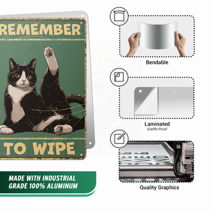 8 x 12in Bathroom Decoration: Remember to Wipe Sign