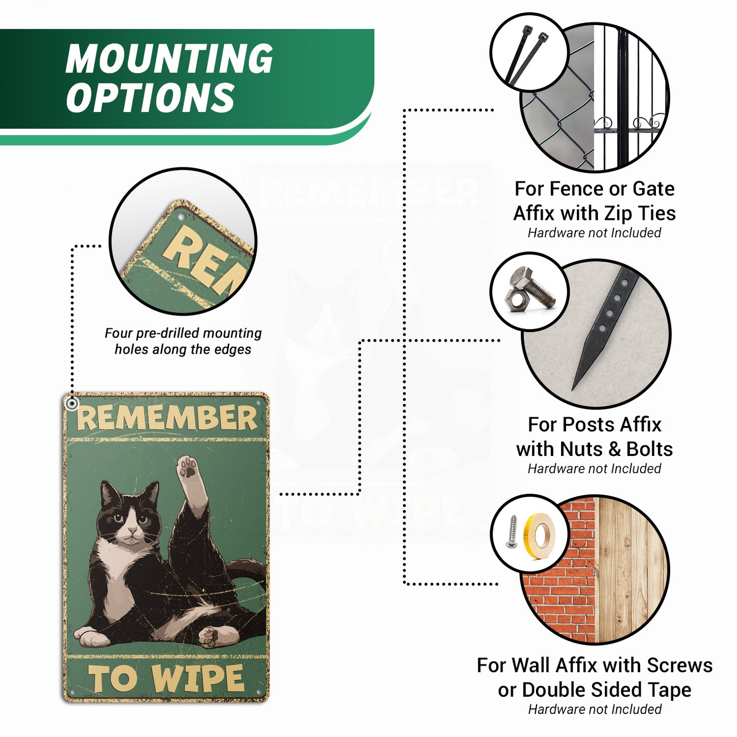 8 x 12in Bathroom Decoration: Remember to Wipe Sign