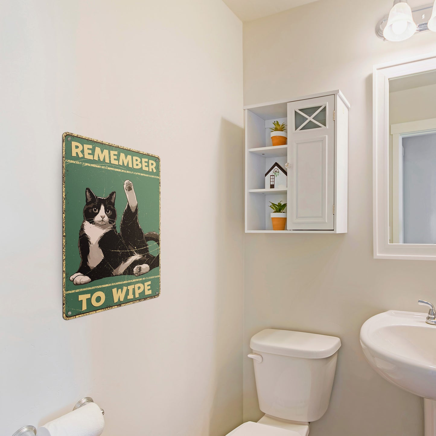 8 x 12in Bathroom Decoration: Remember to Wipe Sign