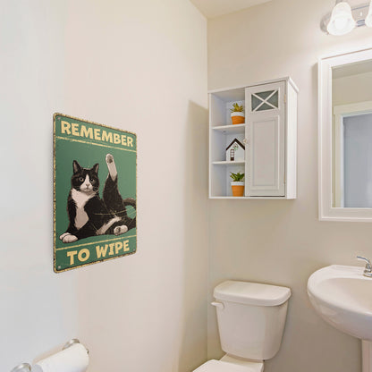8 x 12in Bathroom Decoration: Remember to Wipe Sign