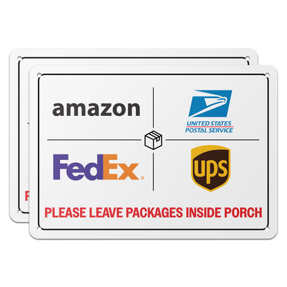 10 x 7in Aluminum Yard Sign: Please Leave Packages Inside Porch