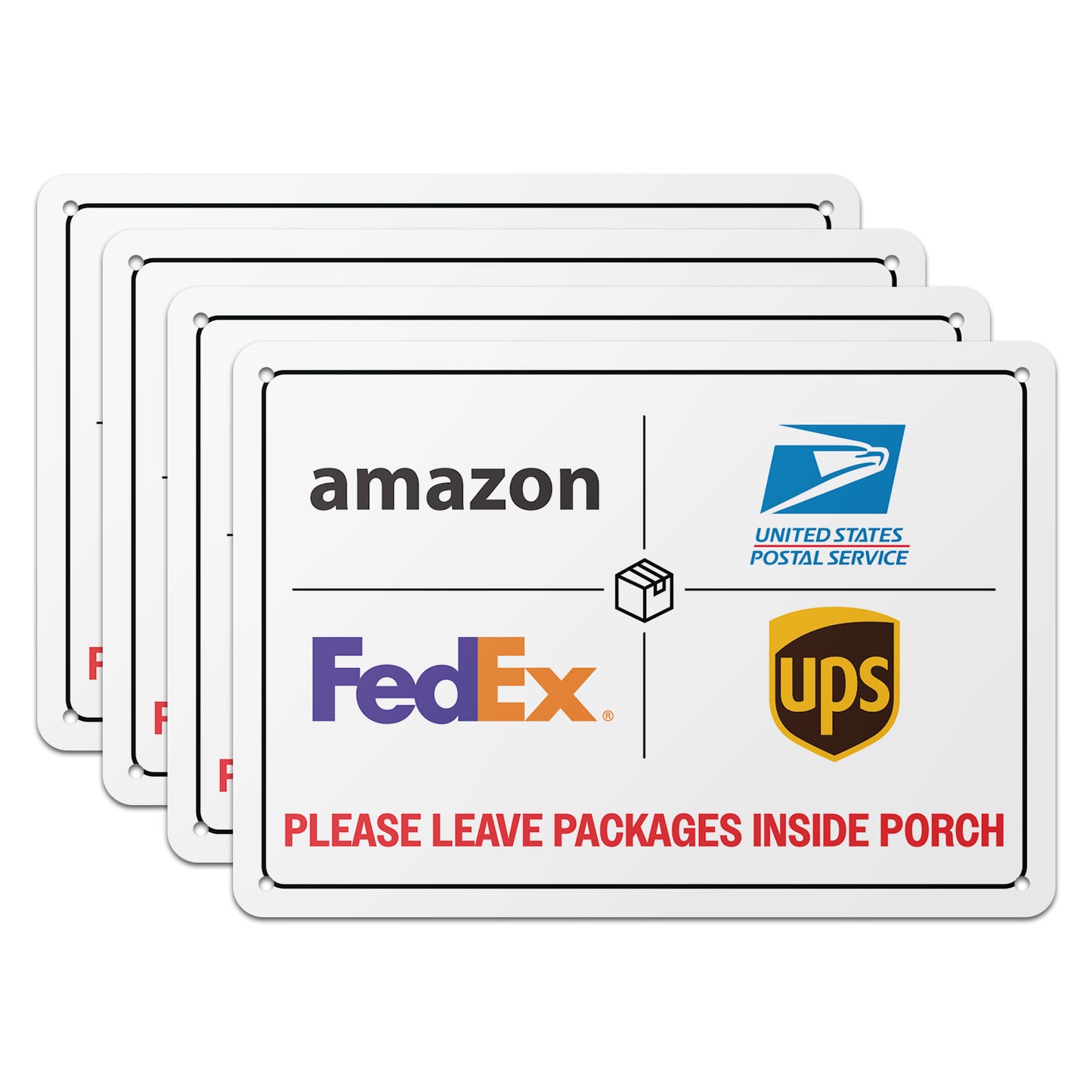 10 x 7in Aluminum Yard Sign: Please Leave Packages Inside Porch
