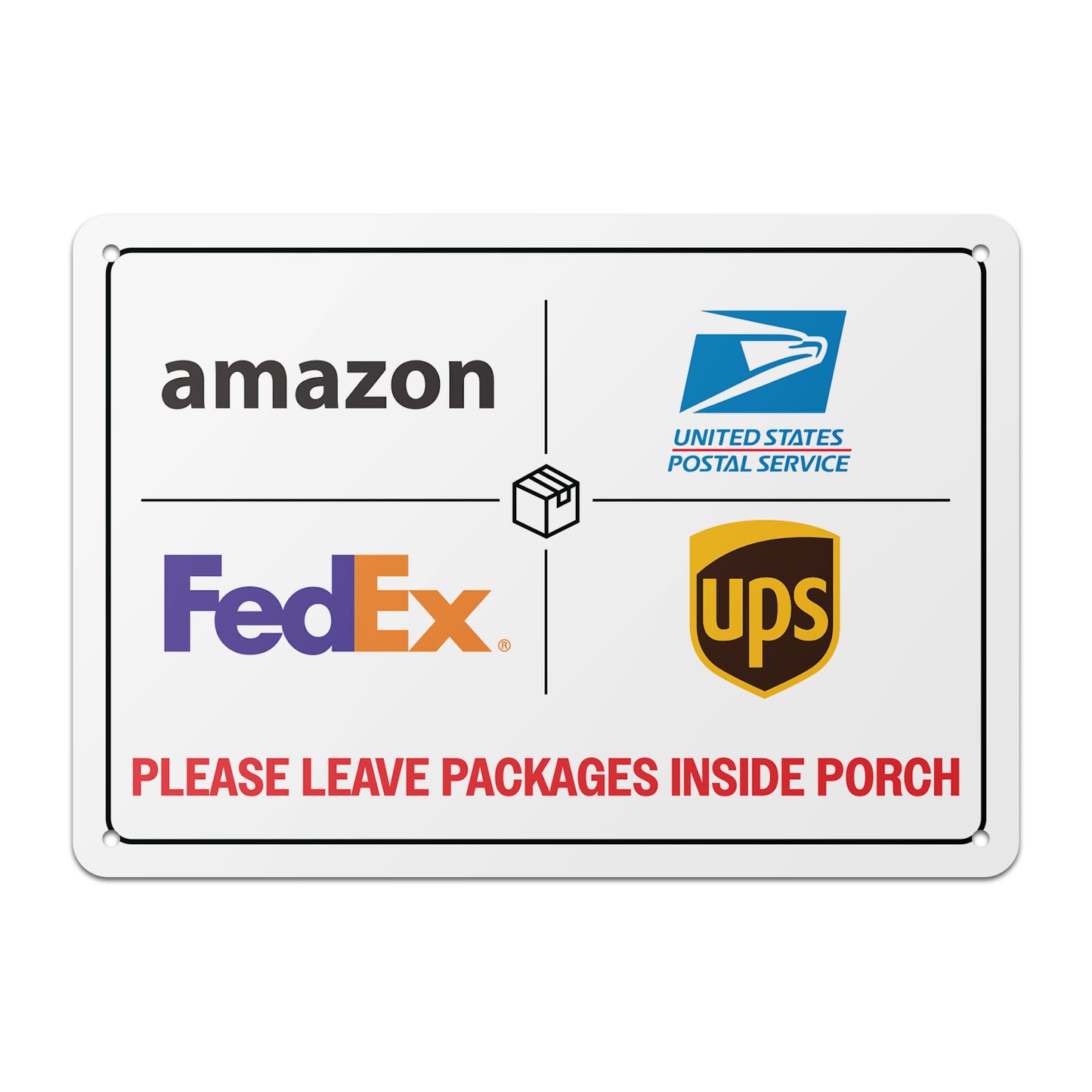 10 x 7in Aluminum Yard Sign: Please Leave Packages Inside Porch