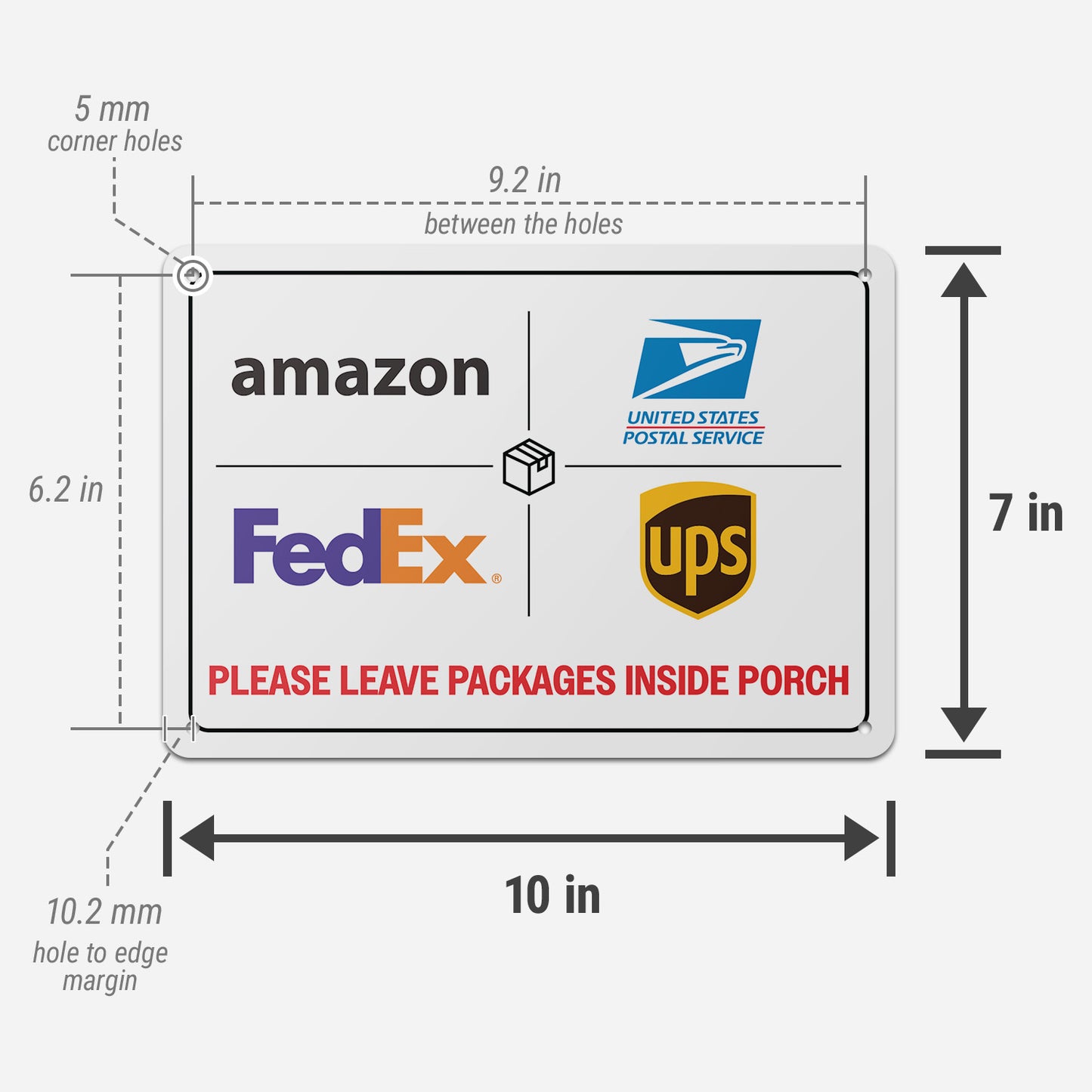 10 x 7in Aluminum Yard Sign: Please Leave Packages Inside Porch