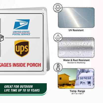 10 x 7in Aluminum Yard Sign: Please Leave Packages Inside Porch