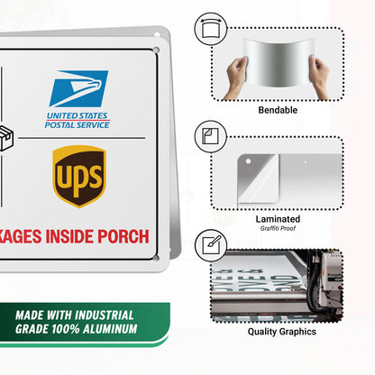 10 x 7in Aluminum Yard Sign: Please Leave Packages Inside Porch