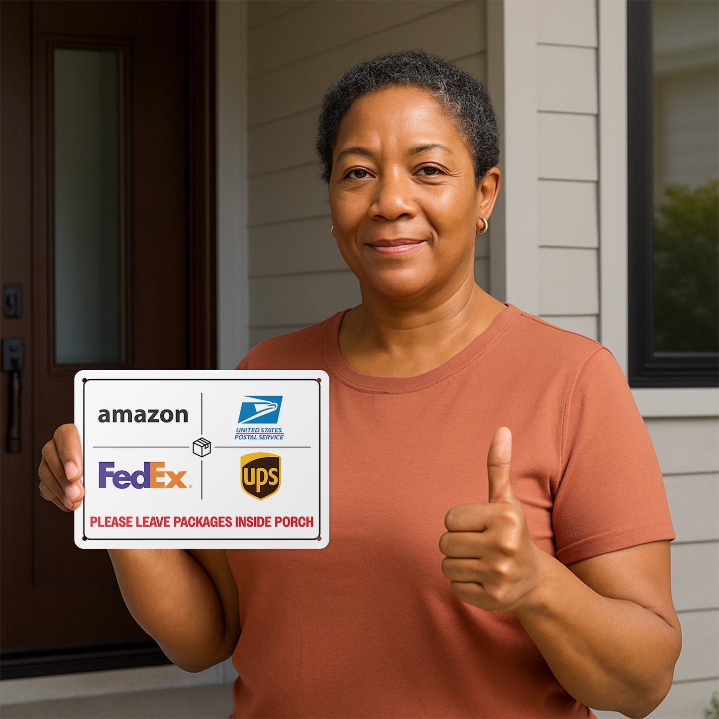 10 x 7in Aluminum Yard Sign: Please Leave Packages Inside Porch