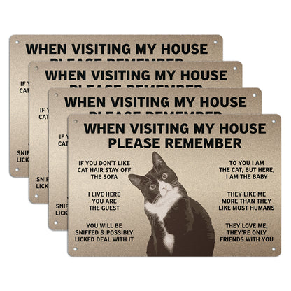 12 x 8in Aluminum Sign: Cat Lover House Rules Home Decor Art