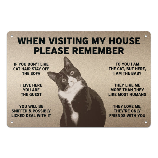 12 x 8in Aluminum Sign: Cat Lover House Rules Home Decor Art