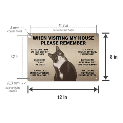 12 x 8in Aluminum Sign: Cat Lover House Rules Home Decor Art