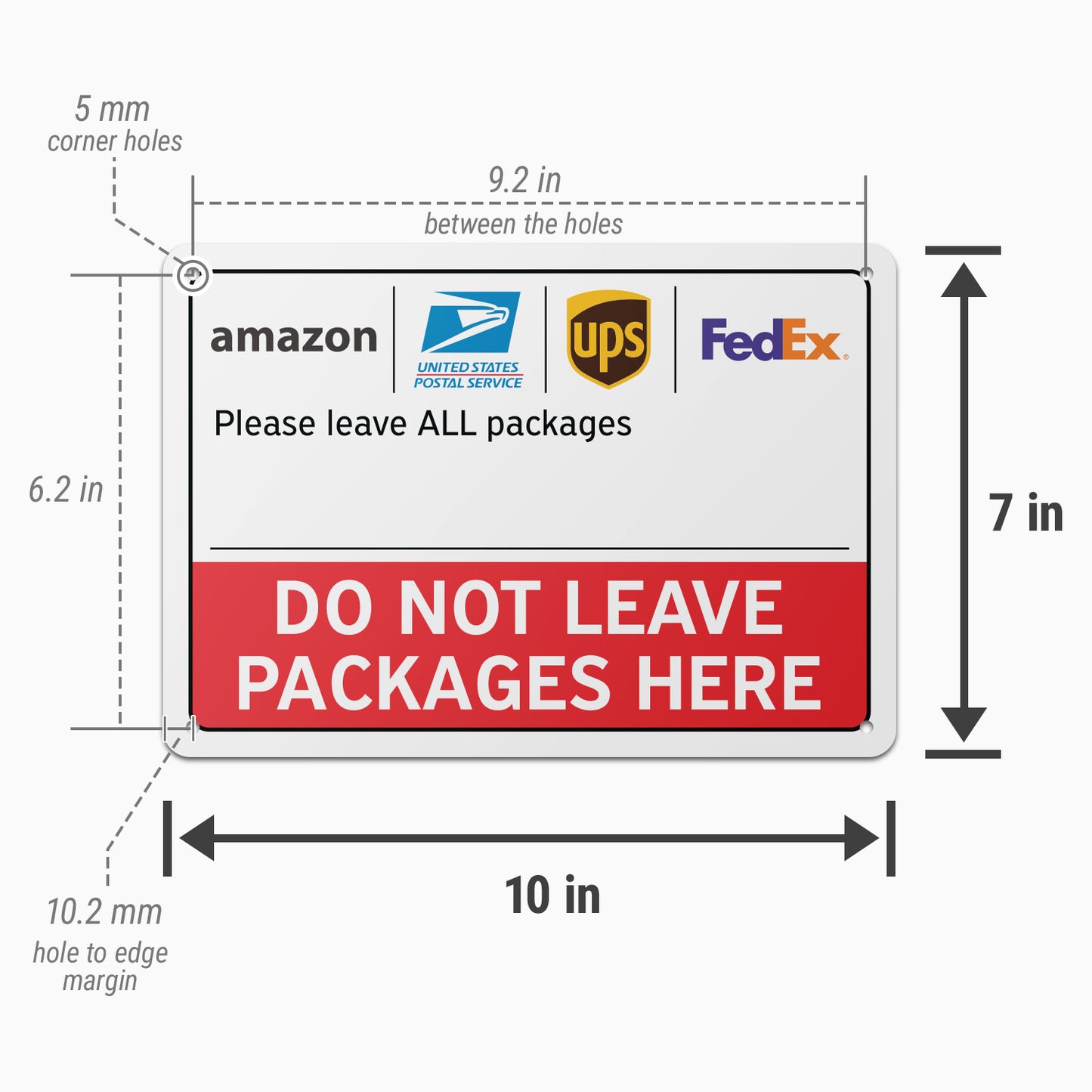 10 x 7in Delivery Instructions Sign: Do Not Leave Packages Here Notice