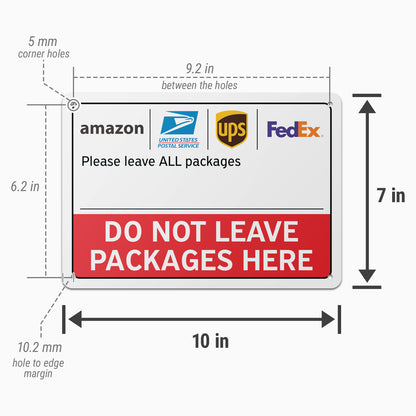 10 x 7in Delivery Instructions Sign: Do Not Leave Packages Here Notice
