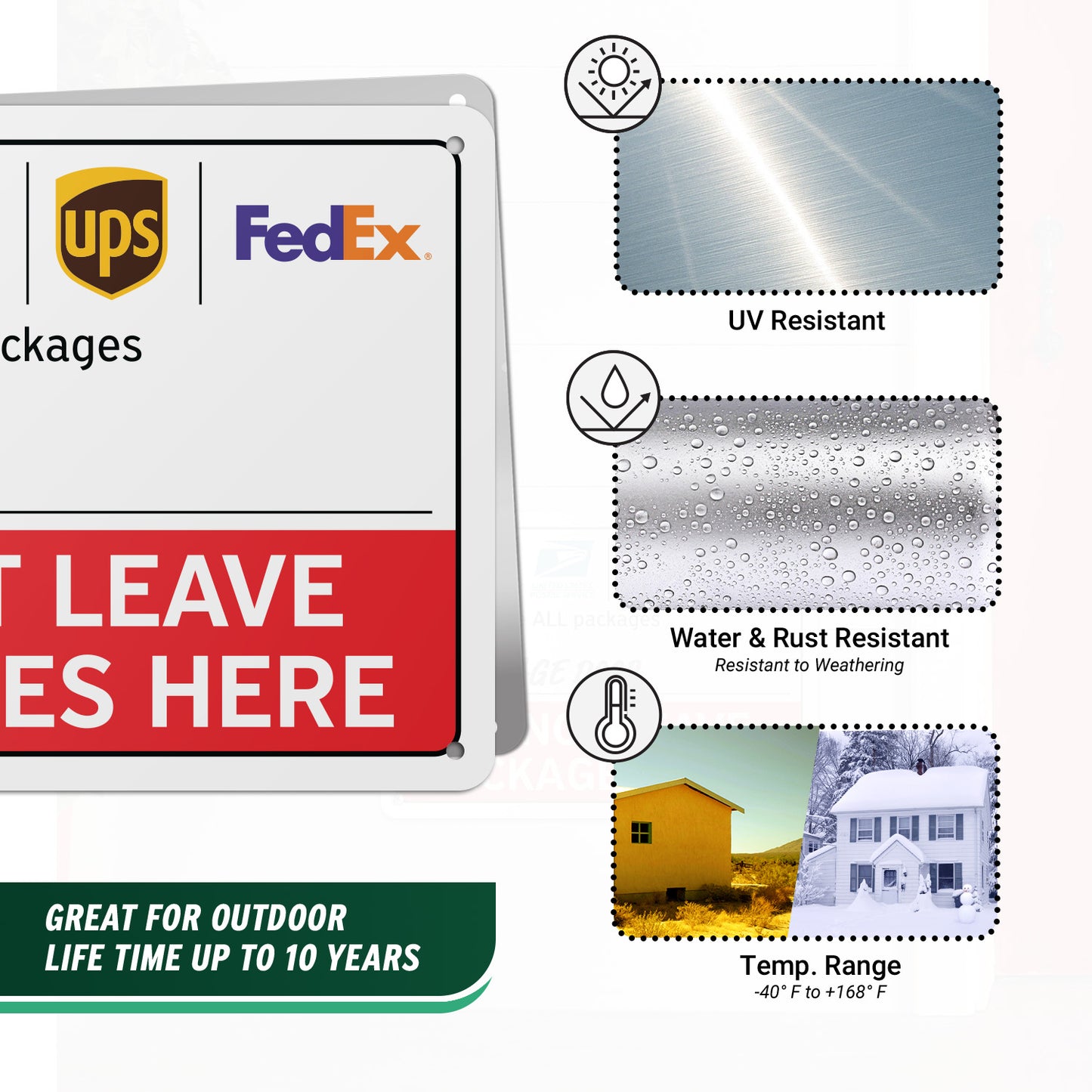 10 x 7in Delivery Instructions Sign: Do Not Leave Packages Here Notice