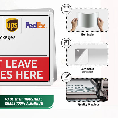 10 x 7in Delivery Instructions Sign: Do Not Leave Packages Here Notice