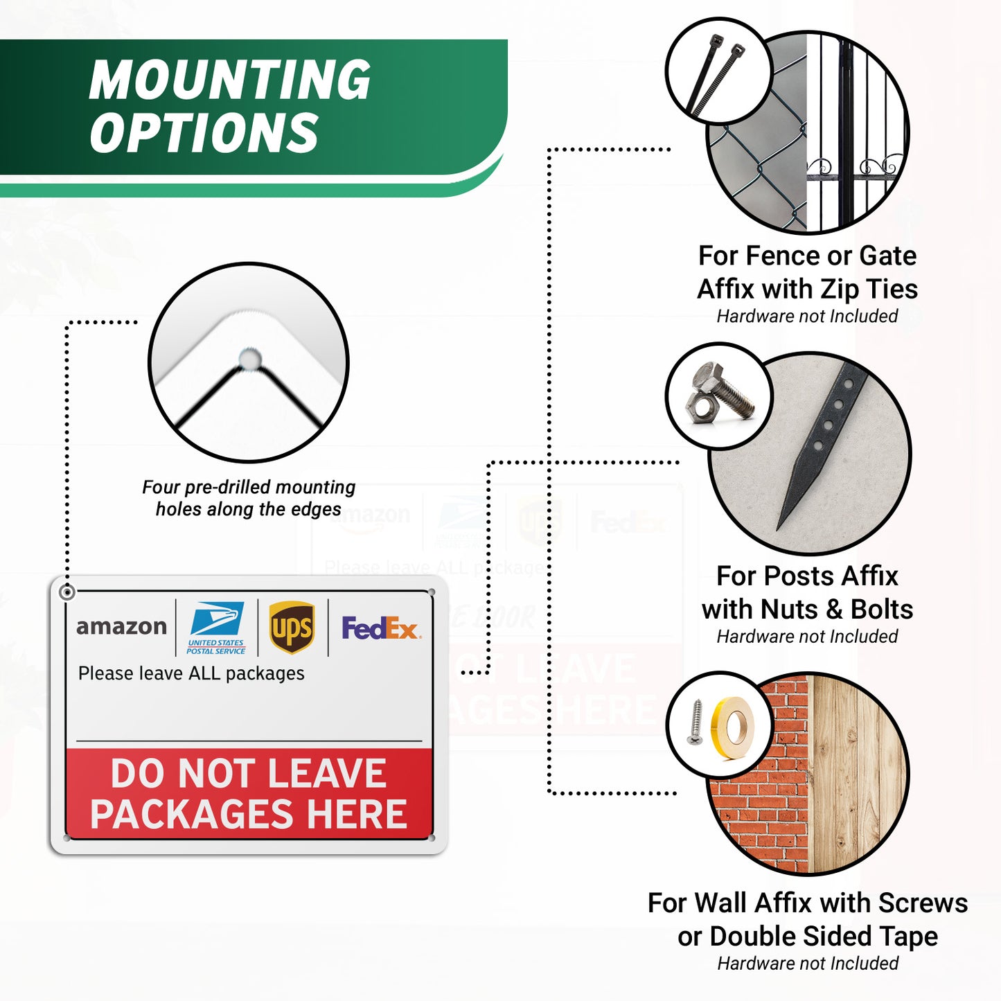 10 x 7in Delivery Instructions Sign: Do Not Leave Packages Here Notice