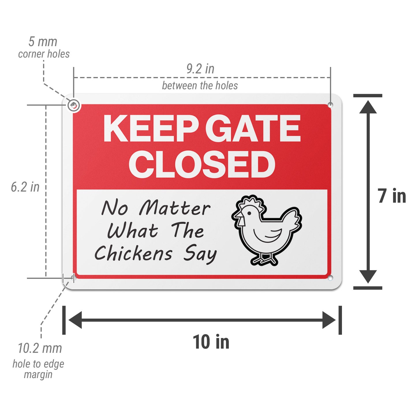 10 x 7in Chicken Coop Sign: Keep Gate Closed