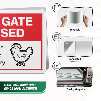 10 x 7in Chicken Coop Sign: Keep Gate Closed