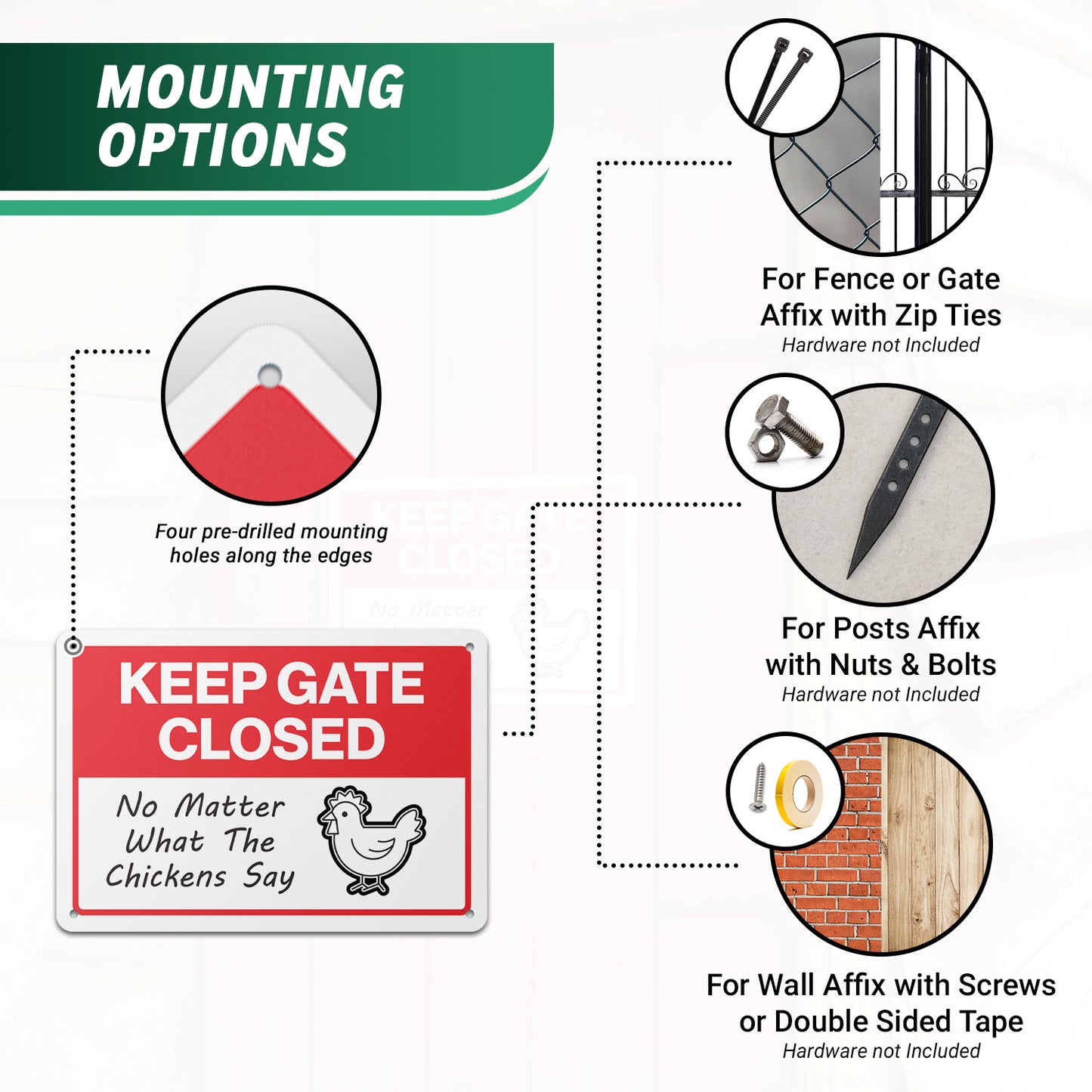 10 x 7in Chicken Coop Sign: Keep Gate Closed