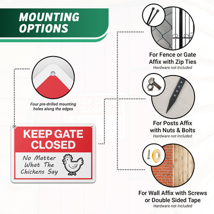 10 x 7in Chicken Coop Sign: Keep Gate Closed