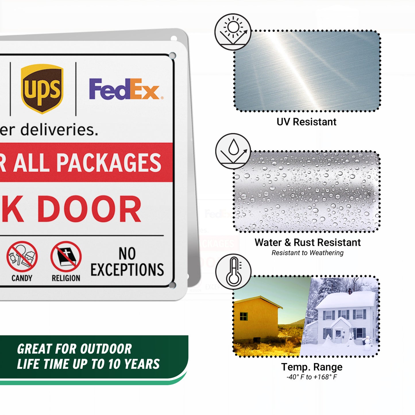 10 x 7in Aluminum Sign: Please Deliver All Packages to Back Door