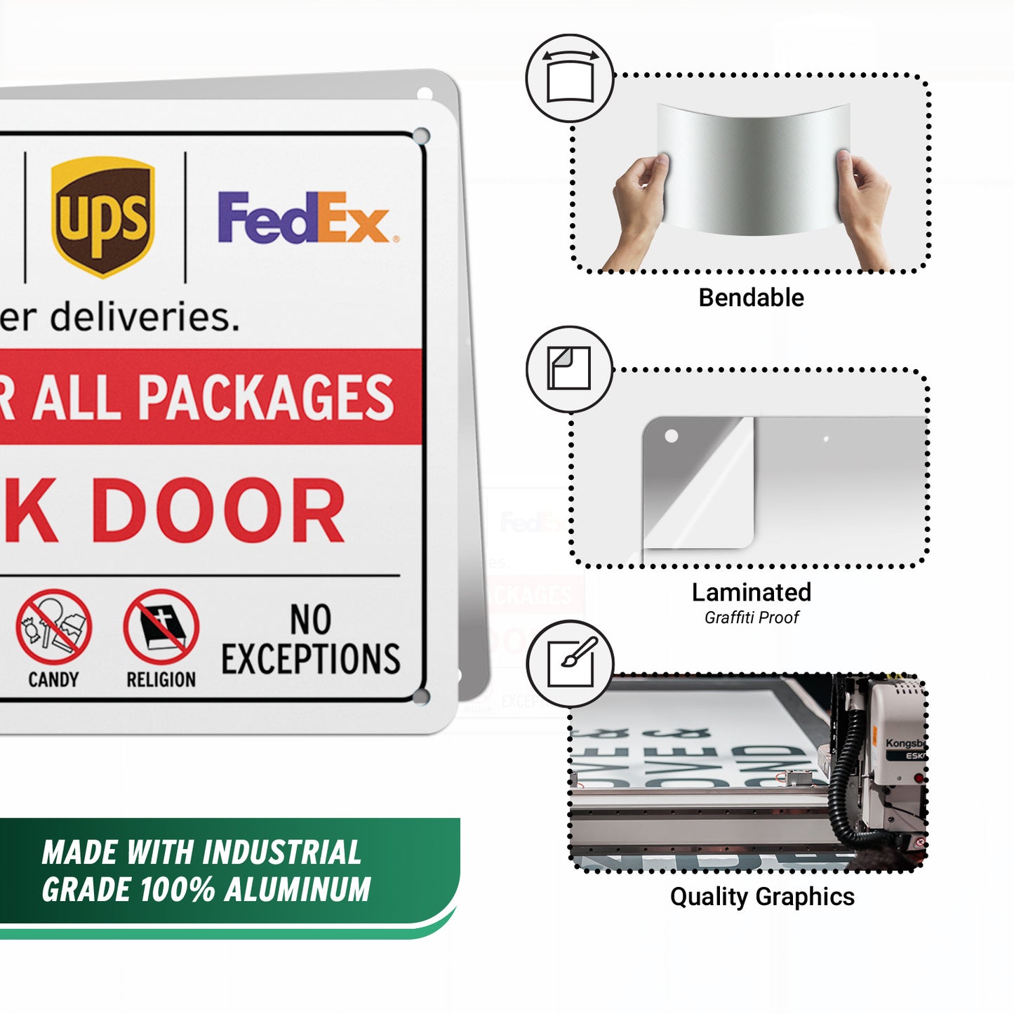 10 x 7in Aluminum Sign: Please Deliver All Packages to Back Door