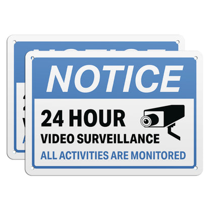 10 x 7in Aluminum Sign: NOTICE 24 Hour Video Surveillance