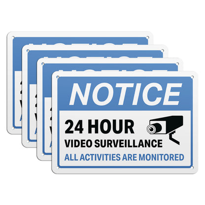 10 x 7in Aluminum Sign: NOTICE 24 Hour Video Surveillance